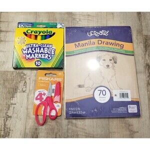 Lot Of Crayola Markers Fiskars Scissors Manilla Paper School Supplies Fast Ship